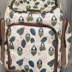 Kids Leaf Print Backpack - Pink & Green - Unbranded